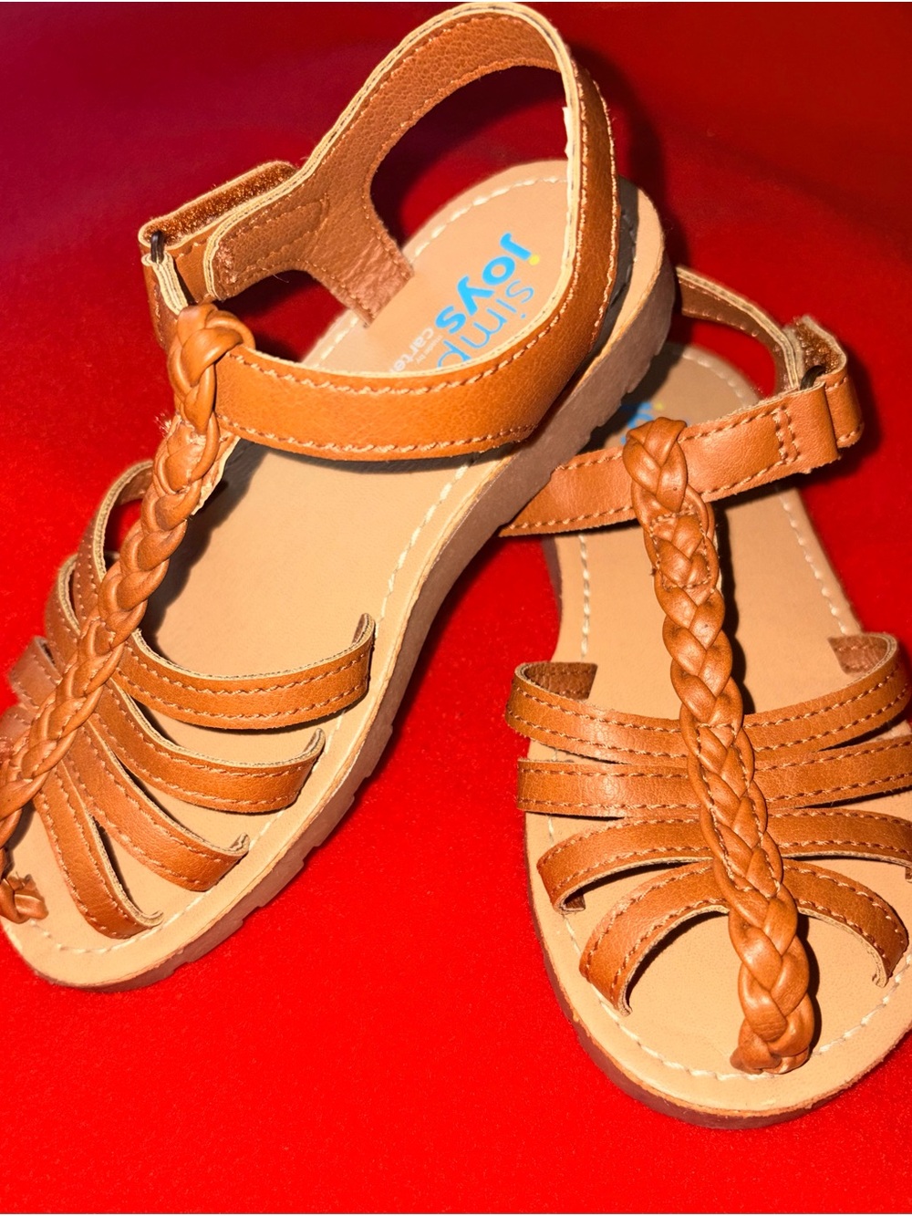 Carter's Tan Braided T-Strap Girls' Sandals
